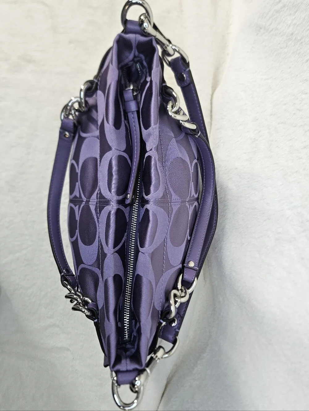 Coach Purple Signature Jacquard Shoulder Hobo 2011